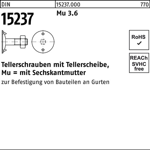 Tellerschraube DIN 15237 m.6-kantmutter 3.6