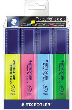 STAEDTLER Textmarker classic 364 WP4 1-5mm sort. 4 St./Pack.