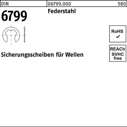 Sicherungsscheibe DIN 6799 f.Wellen 12 Federstahl 1000 Stück