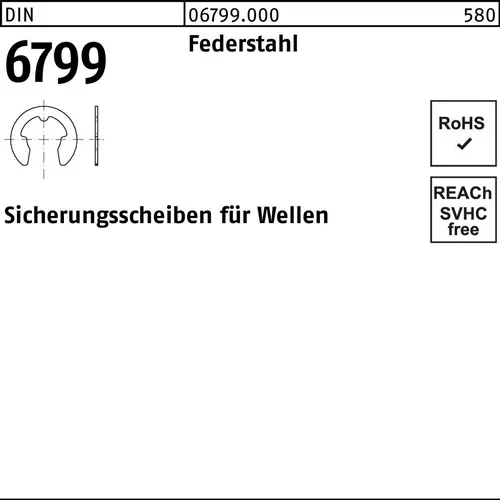 Sicherungsscheibe DIN 6799 f.Wellen 19 Federstahl 250 Stück
