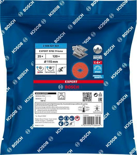 Bosch Fiberscheibe Prisma Ceramic R782 Inox D.115mm 22,23mm Körnung 120 X-LOCK