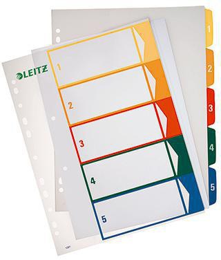 Leitz Register 12910000 DIN A4 1-5 volle Höhe PP farbig/transparent