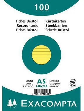 Exacompta Karteikarte 10828SE DIN A5 liniert gelb 100 St./Pack.