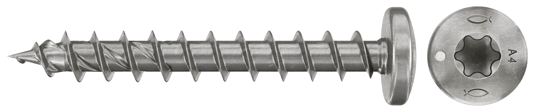fischer Spanplattenschraube PowerFast FPF II PTF 4,5 x 30 A4 200, Panhead, Innenstern TX, Vollgewinde, Edelstahl A4