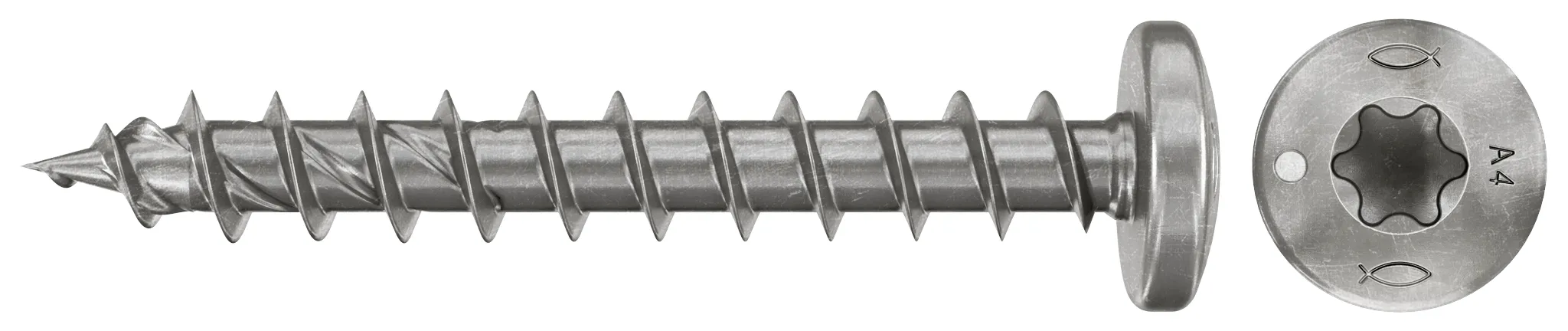 fischer Spanplattenschraube PowerFast FPF II PTF 4,5 x 30 A4 200, Panhead, Innenstern TX, Vollgewinde, Edelstahl A4