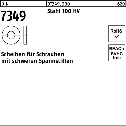 Scheibe DIN 7349 21x44x 8 Stahl 100HV 25 Stück