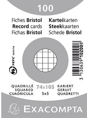 Exacompta Karteikarte 10200SE DIN A7 kariert weiß 100 St./Pack.