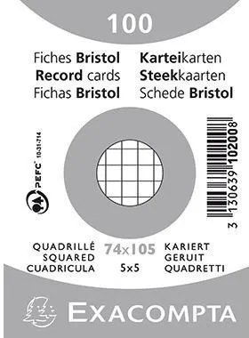 Exacompta Karteikarte 10200SE DIN A7 kariert weiß 100 St./Pack.