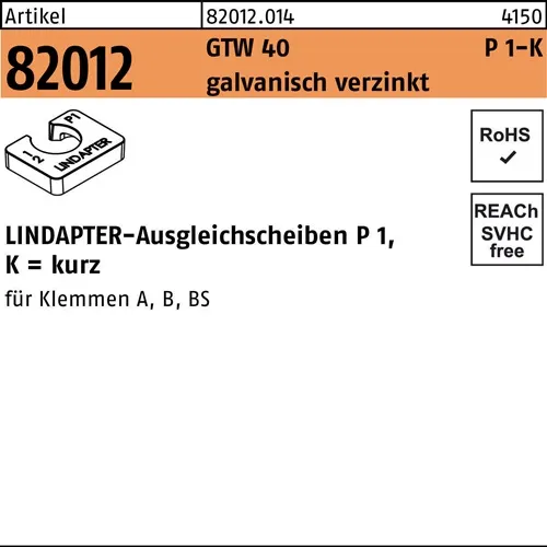 Ausgleichscheibe R 82012 GTW 40 P1 M12/6,0 galv.verz. 1St. LINDAPTER