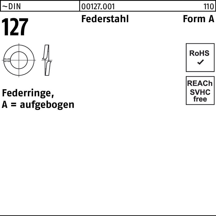Federring DIN 127 A 3,5 Federstahl 1000 Stück