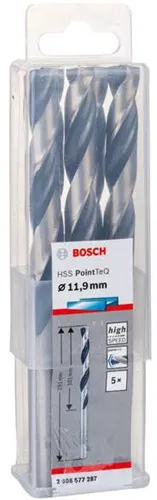 Bosch Metallspiralbohrer PointTeQ DIN388 Arbeits-L.101mm D.11,9mm Typ N 5St.