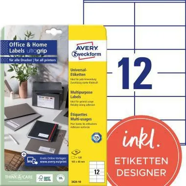 Avery Zweckform Universaletikett 3424-10 105x48mm weiß