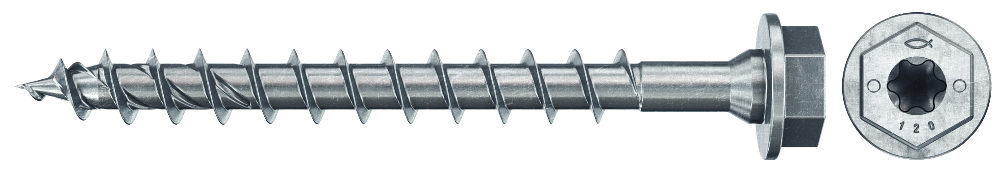 fischer PowerFast FPF II HWTF 12,0 x 100 BC 25 Sechskantkopf mit Innenstern TX Vollgewinde galvanisch verzinkt blau passiviert