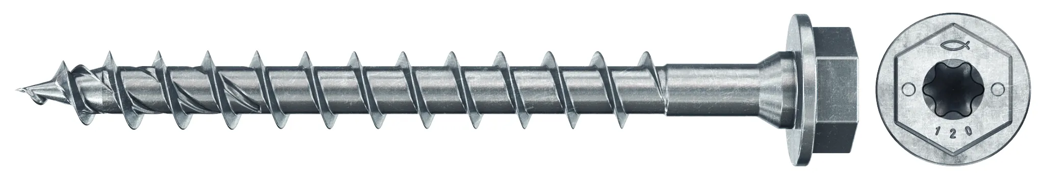 fischer PowerFast FPF II HWTF 12,0 x 140 BC 25 Sechskantkopf mit Innenstern TX Vollgewinde galvanisch verzinkt blau passiviert