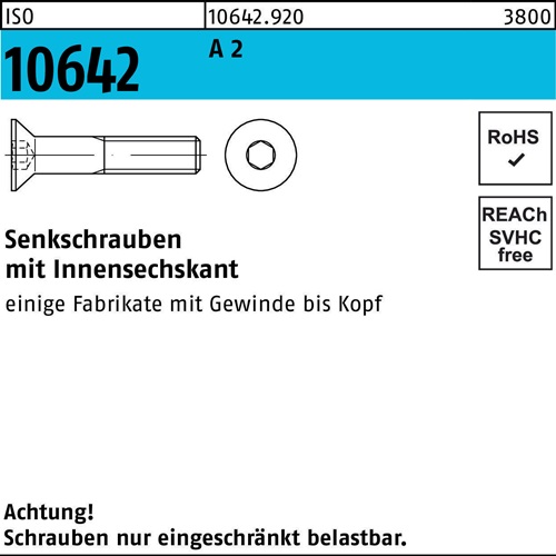 Senkschraube ISO 10642 Innen-6kt M16x 130 A 2 25 Stück