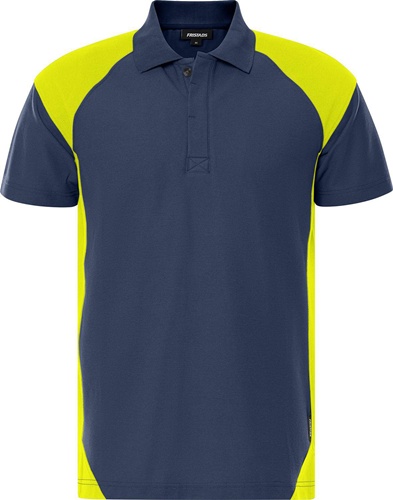 FRISTADS Herrenpoloshirt 7047 GPM Gr.M marine/warnschutz-gelb