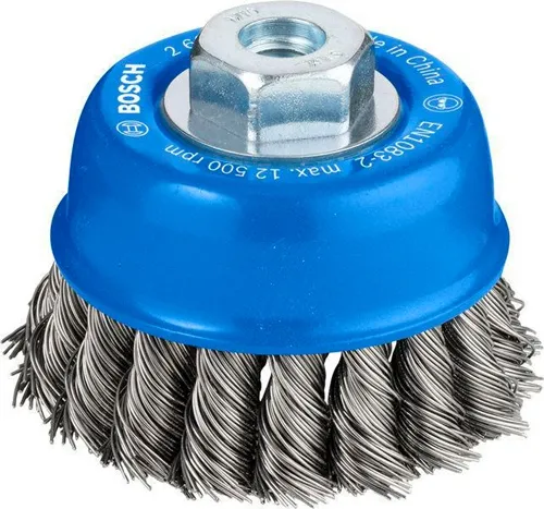 Bosch Topfbürste D75mm Draht-St.0,5mm Stahl gezopfter Draht M10 max. Drehz.12000 1/min