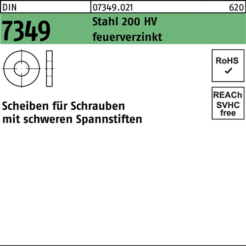 Scheibe DIN 7349 17x40x 6 Stahl 200HV feuerverz. 50 Stück