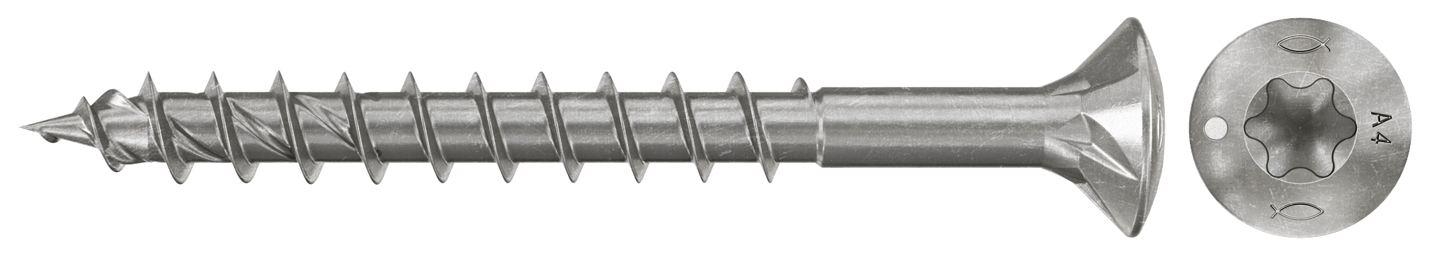 fischer Spanplattenschraube PowerFast FPF II RTP 4,0 x 40 A4 200, Linsenkopf, Innenstern TX, Teilgewinde, Edelstahl A4