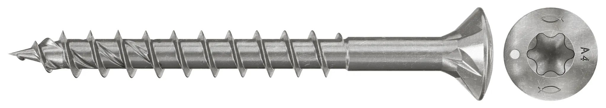 fischer Spanplattenschraube PowerFast FPF II RTP 4,0 x 40 A4 200, Linsenkopf, Innenstern TX, Teilgewinde, Edelstahl A4
