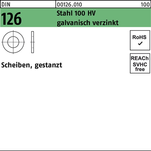 Unterlegscheibe DIN 126 13,5x24x2,5 Sta 100 HV galv.verz. gestanzt 100St.