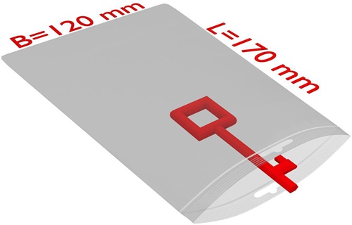 Druckverschlussbeutel m.Eurolochung Maße 120x170mm S.50µ PE transparent TRANSPAK
