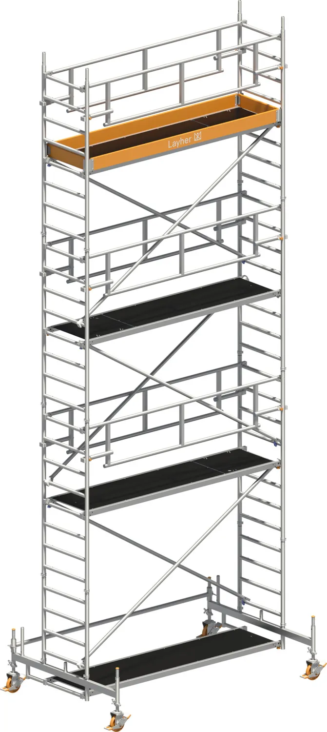 Layher Fahrgerüst Uni Standard P2 SAFETY PLUS mit Doppelgeländer Typ: 1421106 | SH: 6,35 m / AH: 8,35 m