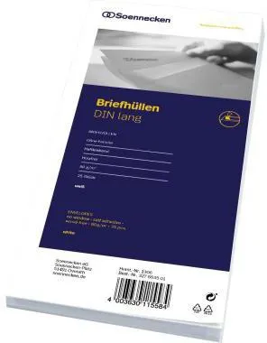 Soennecken Briefhülle 1306 DIN lang 80g oF hk hf weiß 25 St./Pack.