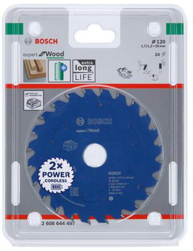 Bosch Kreissägeblatt Expert for Wood D.120mm Bohrung 20mm 24Zähne WZ