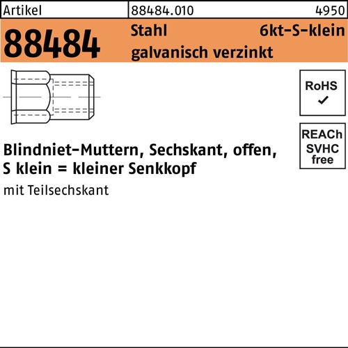 Sechskantblindnietmutter R 88484 SEKO