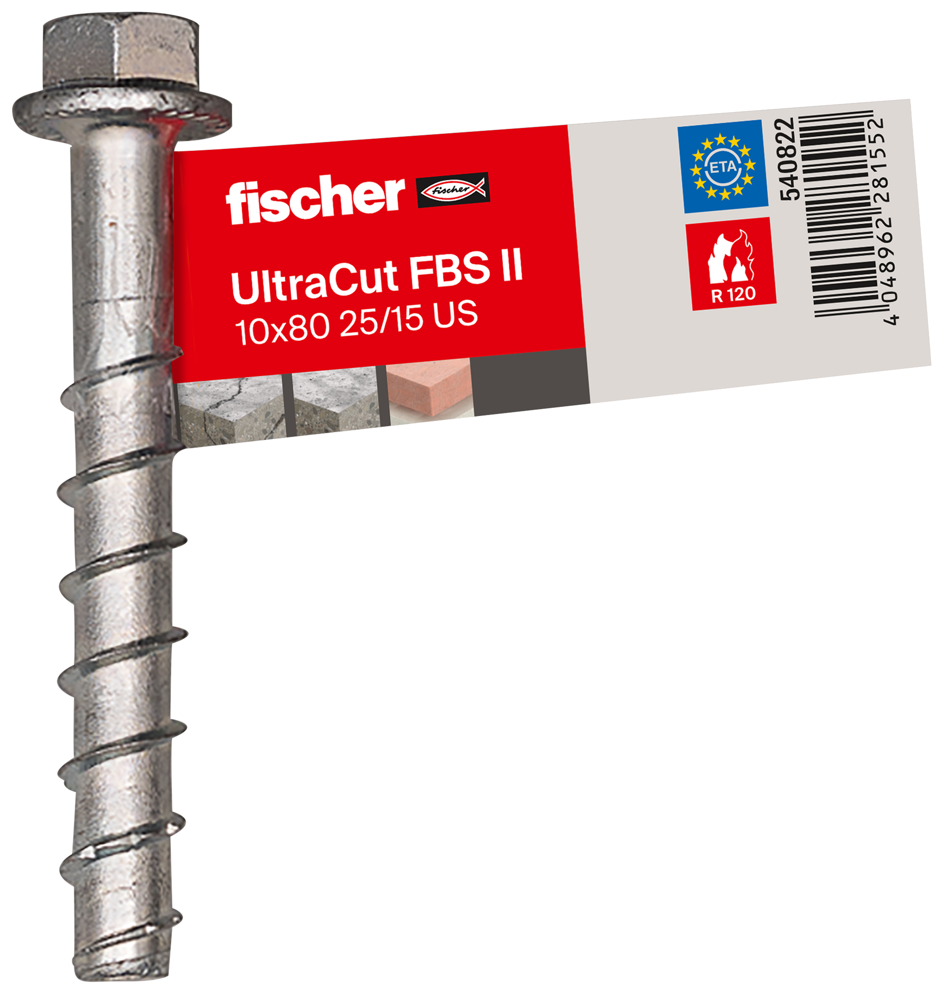 fischer UltraCut FBS II 10 x 80 25/15 US E Sechskant mit U-Scheibe