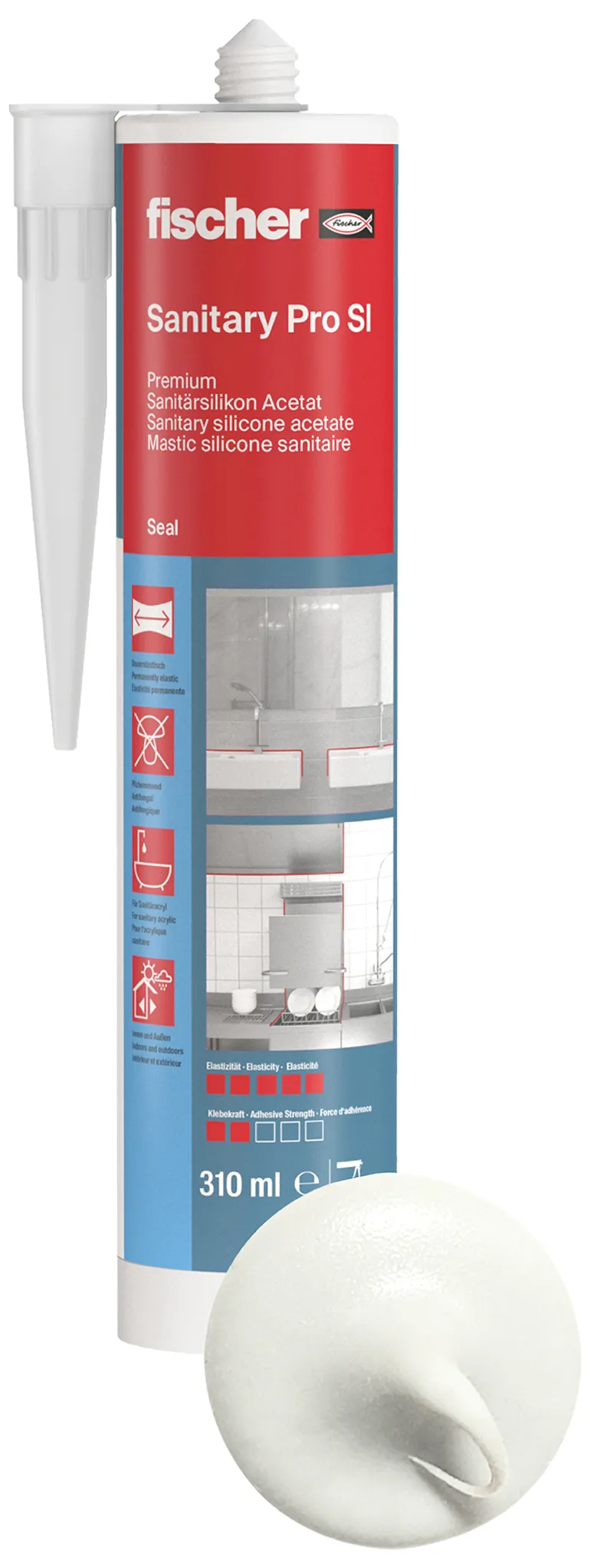 fischer Sanitärsilikon Sanitary Pro SI (DSSA) weiß 310 ml