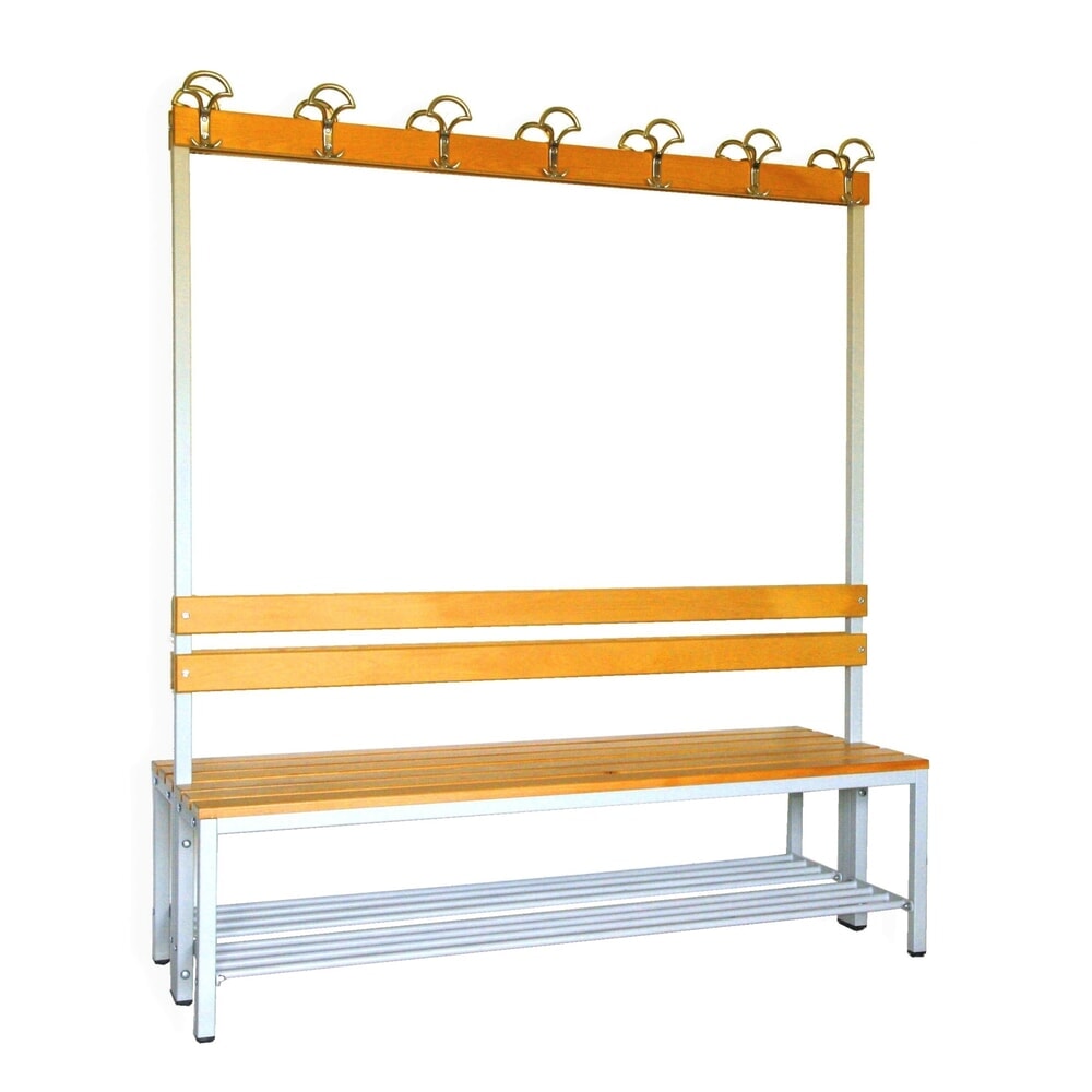 Steinbock® Umkleidesitzbank, 2-seitig mit Hakenleiste, Breite 1.500 mm