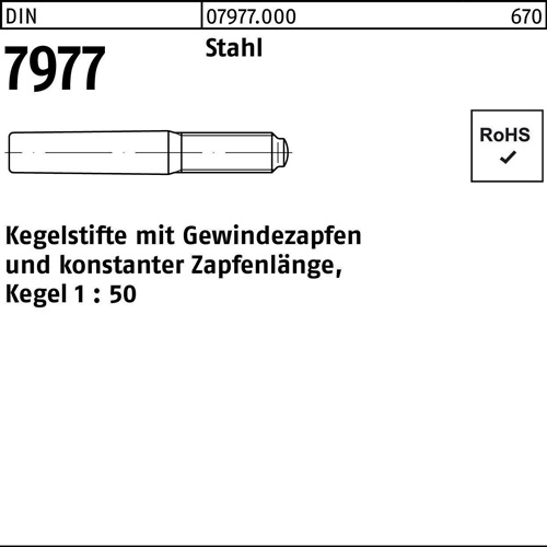Kegelstift DIN 7977 m.Gewindezapfen 16 x 140 Stahl Kegel 1:50 5 Stück
