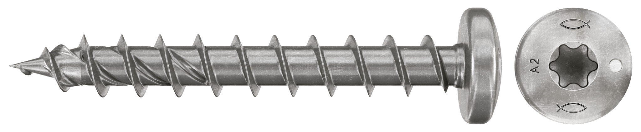 fischer Spanplattenschraube PowerFast FPF II PTF 5,0 x 40 A2 100, Panhead, Innenstern TX, Vollgewinde, Edelstahl A2