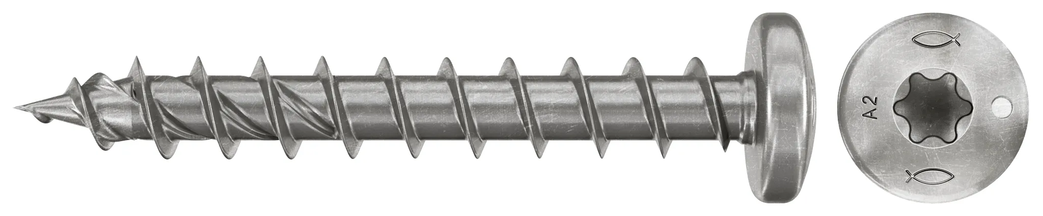 fischer Spanplattenschraube PowerFast FPF II PTF 5,0 x 30 A2 200, Panhead, Innenstern TX, Vollgewinde, Edelstahl A2