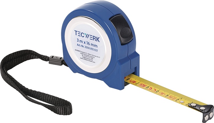 Taschenrollbandmaß L.5m B.19mm mm/cm EG II ABS Selbstarretierung TECWERK