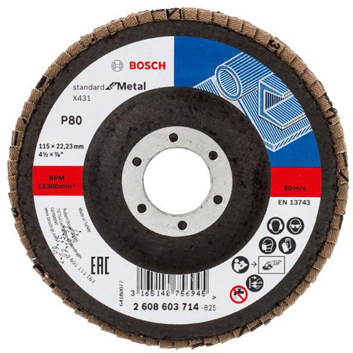 Bosch Fächerschleifscheibe X431 Standard for Metal Scheiben-D.115mm Körn.80 Glasgewebe