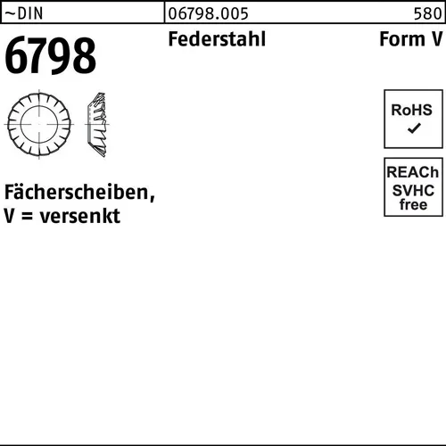 Fächerscheibe DIN 6798 FormV versenkt V 5,3 Federstahl 4000 Stück