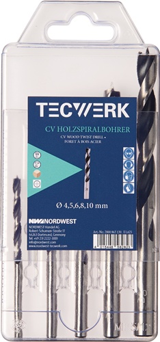 TECWERK Holzspiralbohrersatz CV-Stahl 