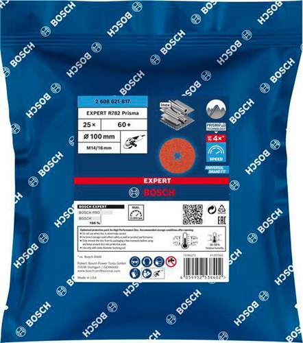 Bosch Fiberscheibe EXPERT R782 Prisma Ceramic D.100mm Bohrungs-D.16mm Körnung 60