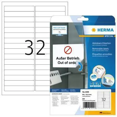 HERMA Etikett 4209 96x16,9mm ablösbar ws 800 St.