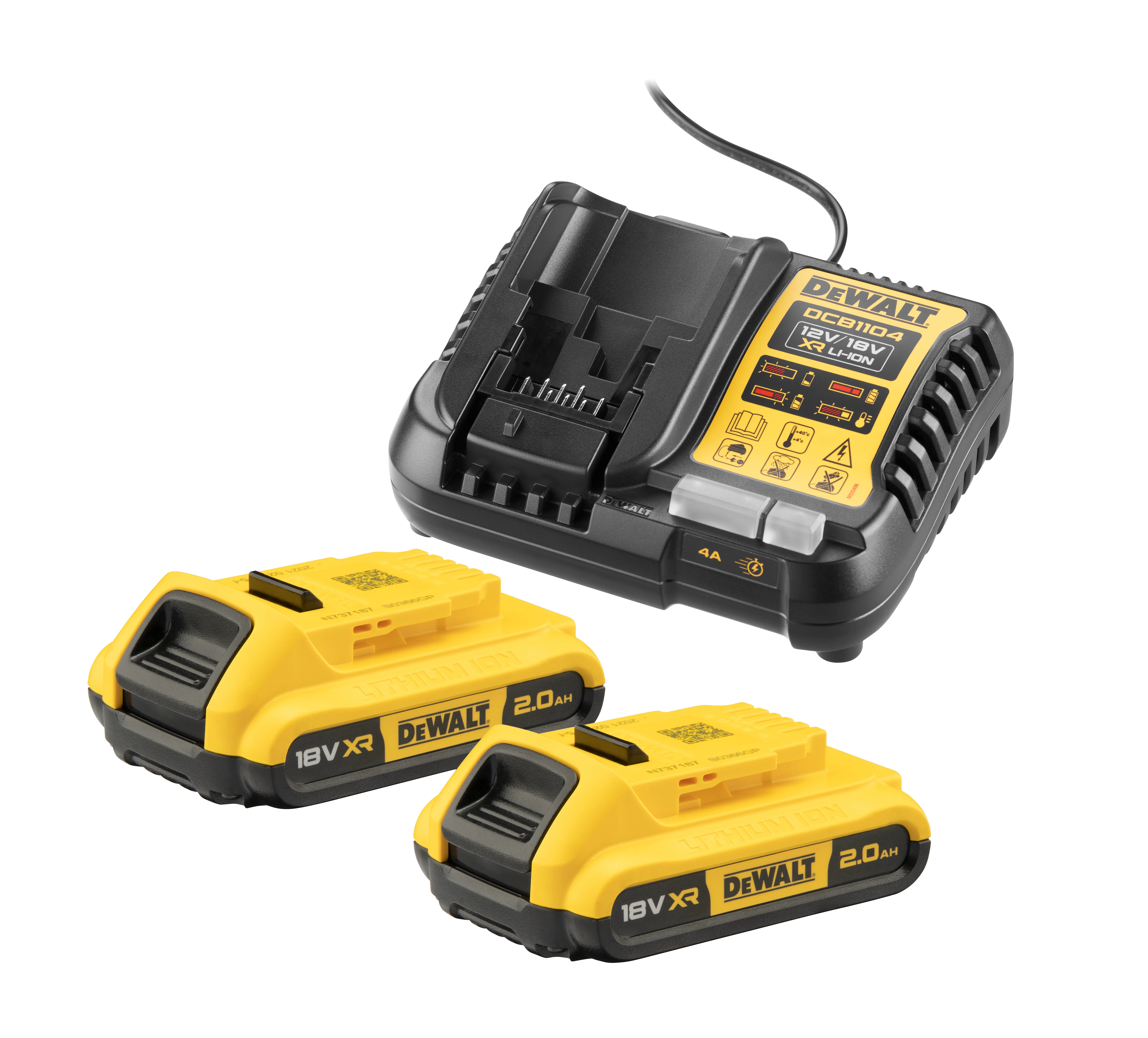 DEWALT DCB1104D2-QW Akku-Kit (2x 18 V/2 Ah plus DCB1104)