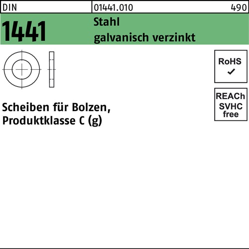 Scheibe DIN 1441 f.Bolzen 27x 40x 5 Stahl galv.verz. 100 Stück