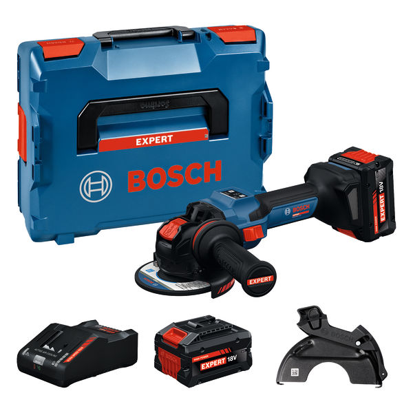Bosch EXPERT Akku-Winkelschleifer mit X-LOCK EXWX18V-15S, 2 x EXBA18V-80