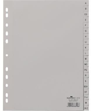 DURABLE Register 651010 DIN A4 volldeckend A-Z 20tlg. PP grau
