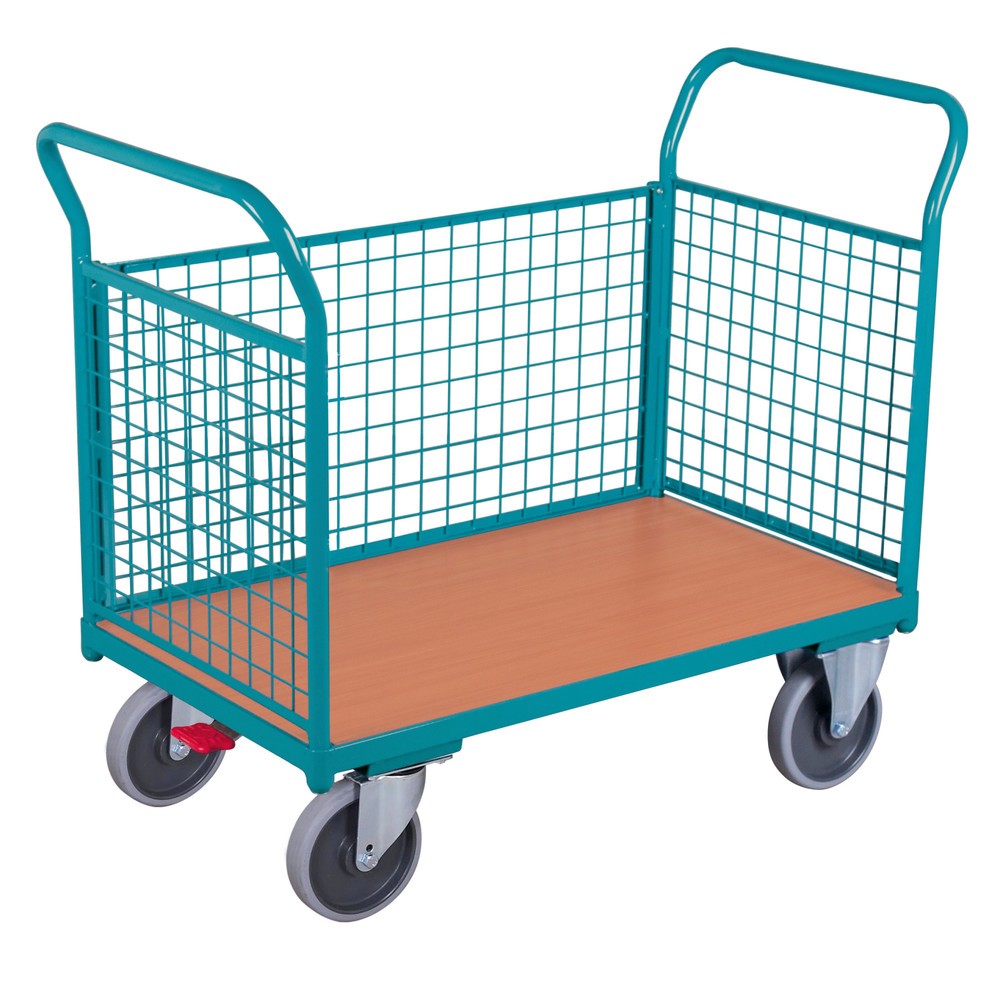 Plattformwagen Ameise®, 3-seitig mit Gitterwänden, Ladefläche BxT 776 x 1.200 mm