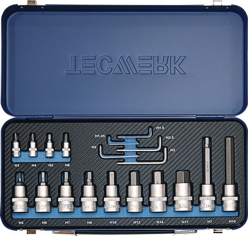 Steckschlüsselsatz 19-tlg.1/4+1/2 Zoll 1,25-17mm f.Innen-6-kant TECWERK