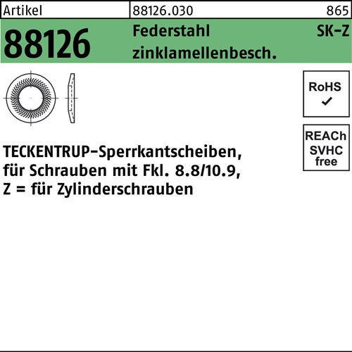Sperrkantscheibe R 88126 Z 10x16,1x1,6 Federst. zinklamellenb. 1000St TECKENTRUP