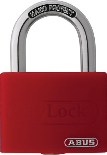 Zylindervorhangschloss T65AL/40 rot gl.Schlosskörper-B.43mm Alu.gl.